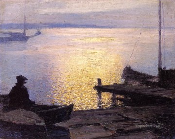  Impresionista Arte - A lo largo de la playa impresionista de Mystic River Edward Henry Potthast